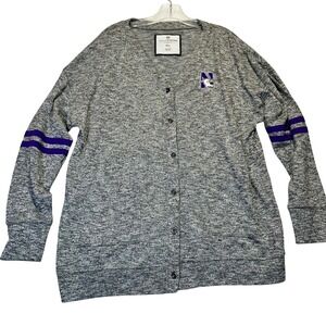 Colosseum Northwestern Wildcats Cardigan Womens XL Grey Purple Collegiate Prep